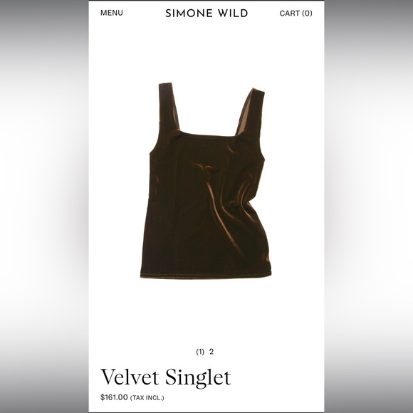 Simone Wild Velvet Singlet tank top with square neckline - M - Picture 2 of 6